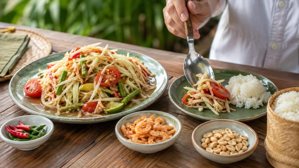 Thai Papaya Salad: Crunch, Heat, Dressing, and Allergens