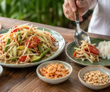 Thai Papaya Salad: Crunch, Heat, Dressing, and Allergens