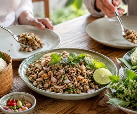 Thai Larb Guide: Herbs, Toasted Rice, Heat, and Pairing