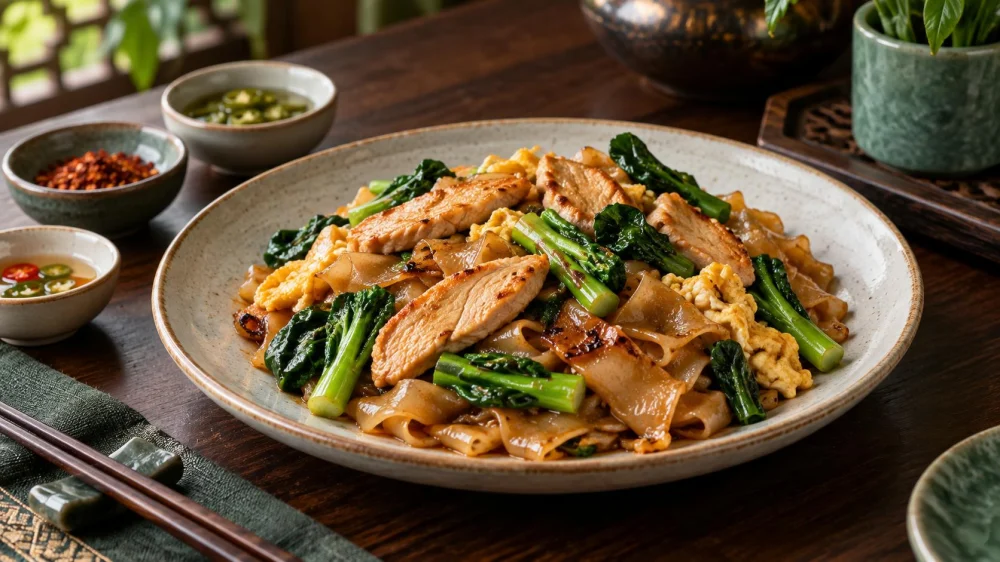 Pad See Ew: Wide Noodles, Char, Greens, and Protein