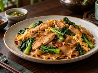 Pad See Ew: Wide Noodles, Char, Greens, and Protein