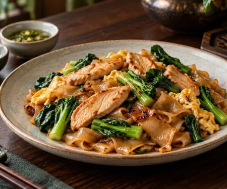 Pad See Ew: Wide Noodles, Char, Greens, and Protein