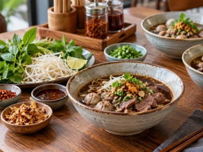 Thai Boat Noodles: Broth, Portions, and Condiments