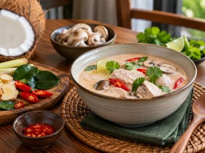 Thai Coconut Soup: Broth, Aromatics, Heat, and Protein