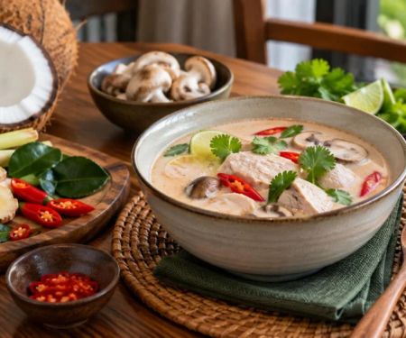Thai Coconut Soup: Broth, Aromatics, Heat, and Protein