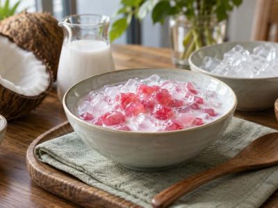 Thai Dessert Tub Tim Grob: Texture, Coconut, Ice, and Allergens