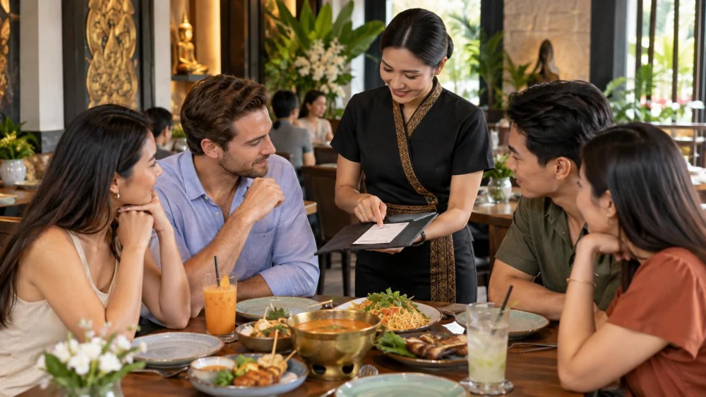 Thai Restaurant Service Charge Check: Bill, Tips, and Group Split